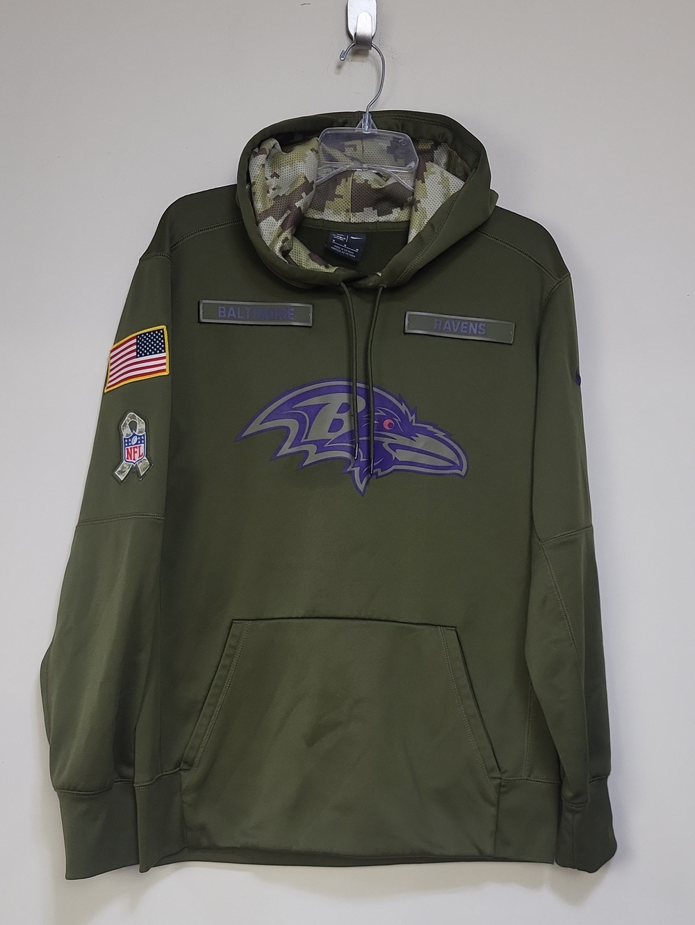 NIKE Baltimore Ravens Salute To Service Green Hoodie